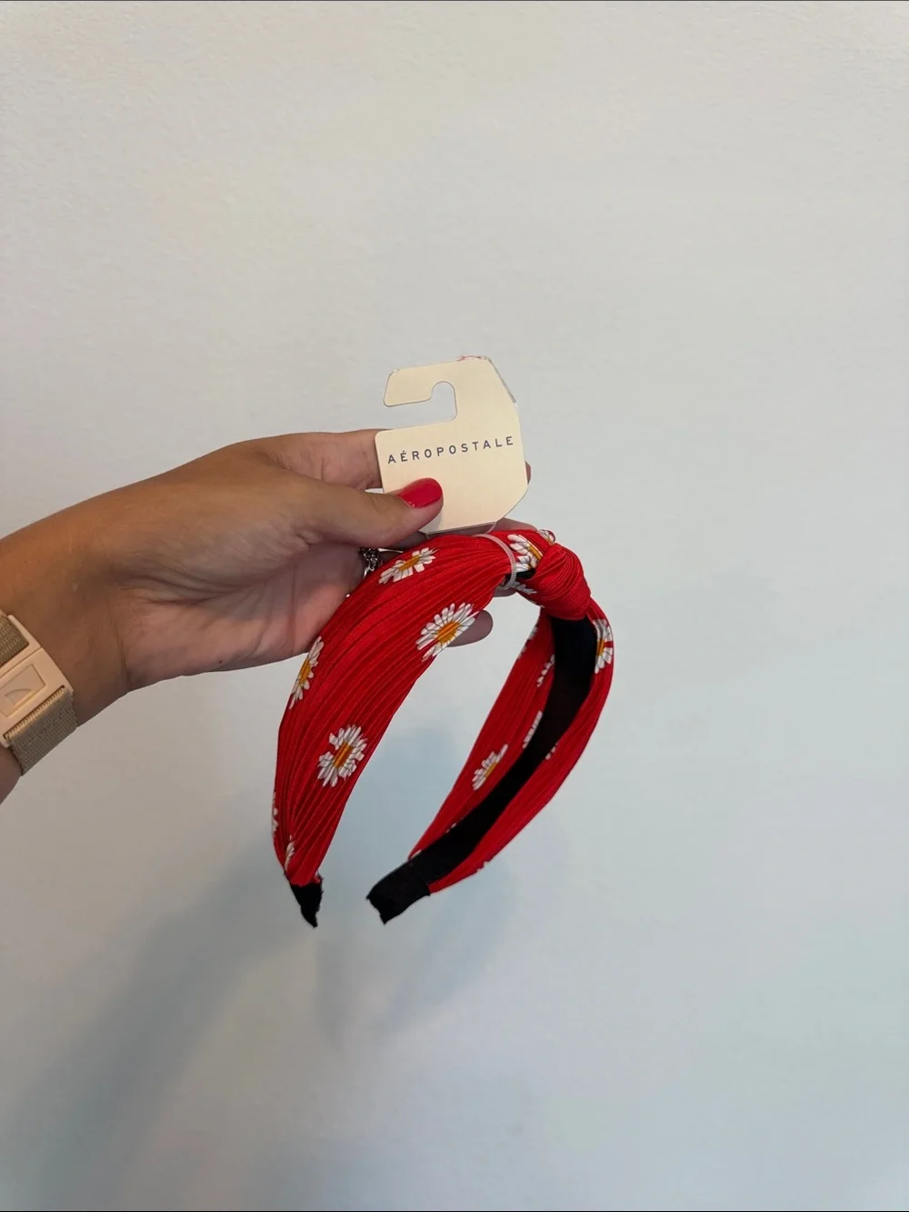 Aeropostale Red Daisy Knotted Headband